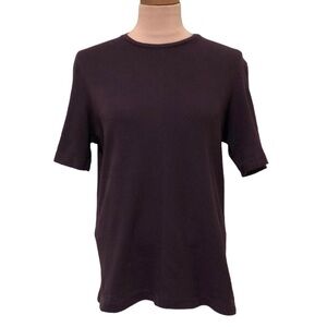 COS T-Shirt Top Size Small Eggplant Dark Purple Ribbed Cotton Short Sleeve